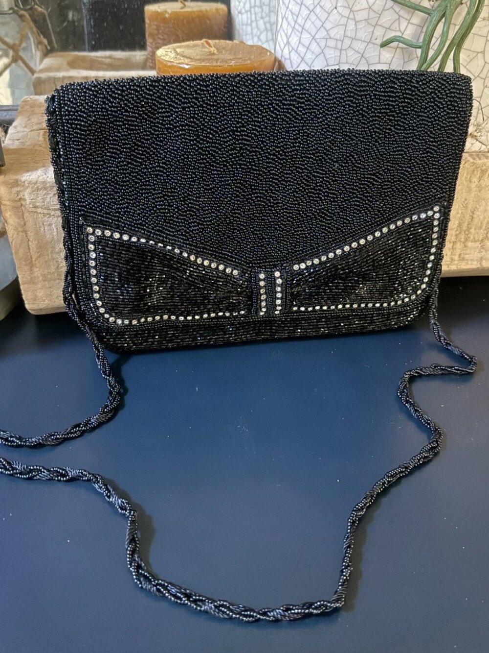 Black Beaded Clutch